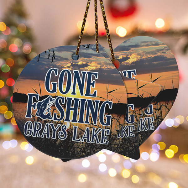 Custom Gone Fishing Ceramic Ornament (Personalized)