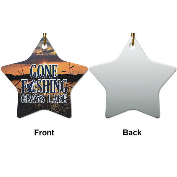 Gone Fishing Ceramic Flat Ornament - Star Front & Back (APPROVAL)