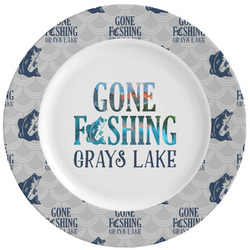 Gone Fishing Ceramic Dinner Plates (Set of 4) (Personalized)