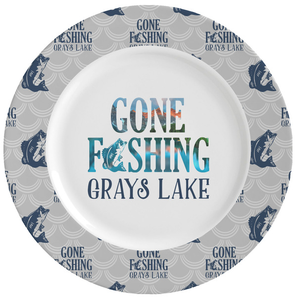 Custom Gone Fishing Ceramic Dinner Plates (Set of 4) (Personalized)