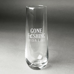 Gone Fishing Champagne Flute - Stemless Engraved (Personalized)