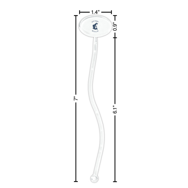 Gone Fishing Clear Plastic 7" Stir Stick - Oval - Dimensions