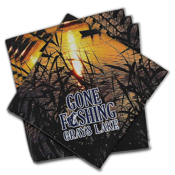 Custom Gone Fishing Cloth Napkins (Set of 4) (Personalized)