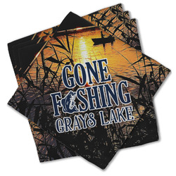 Gone Fishing Cloth Cocktail Napkins - Set of 4 w/ Photo