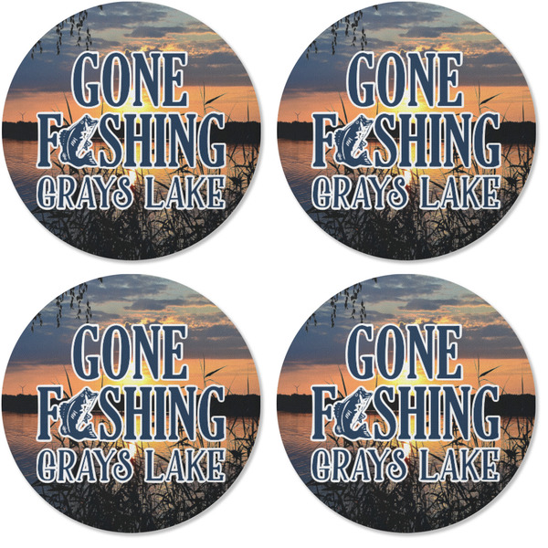 Gone Fishing Coaster Round Rubber Back - Apvl