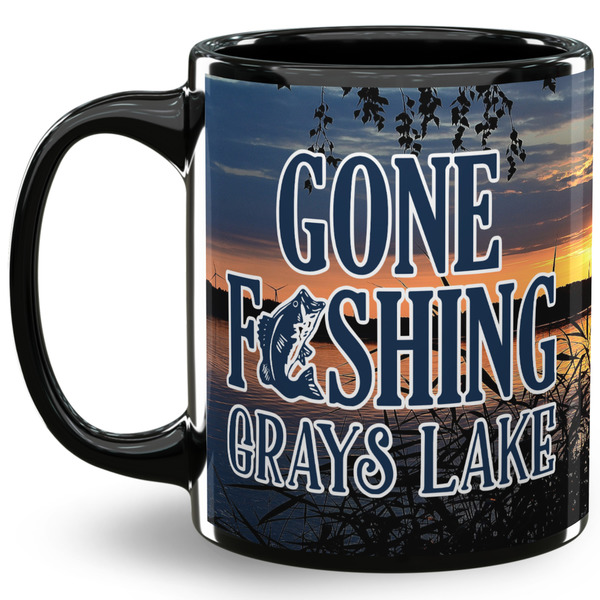 Custom Gone Fishing 11 Oz Coffee Mug - Black (Personalized)