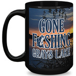 Gone Fishing 15 Oz Coffee Mug - Black (Personalized)