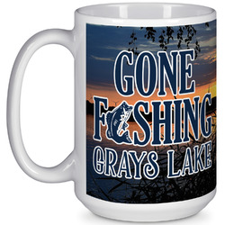 Gone Fishing 15 Oz Coffee Mug - White (Personalized)