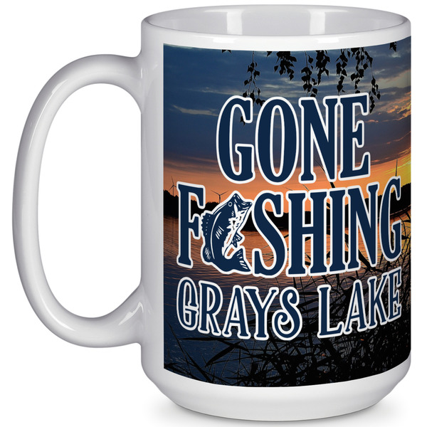 Custom Gone Fishing 15 Oz Coffee Mug - White (Personalized)