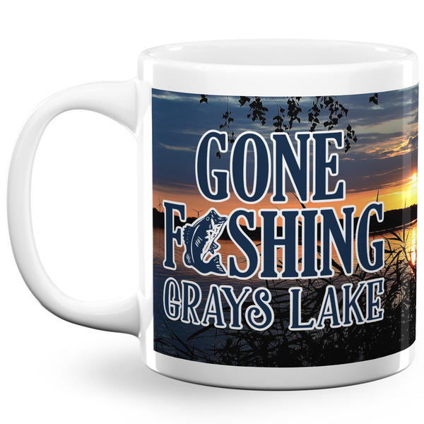 Custom Gone Fishing 20 Oz Coffee Mug - White (Personalized)