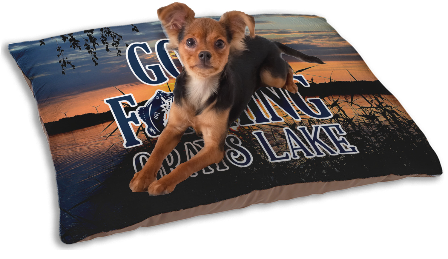 Gone Fishing Design Custom Dog Bed