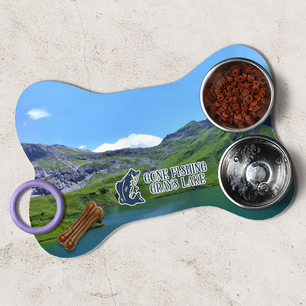 Gone Fishing Dog Bone Shaped Mat Lifestyle