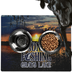 Gone Fishing Dog Food Mat - Large w/ Name or Text