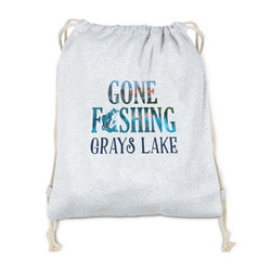 Gone Fishing Drawstring Backpack - Sweatshirt Fleece - Double Sided (Personalized)