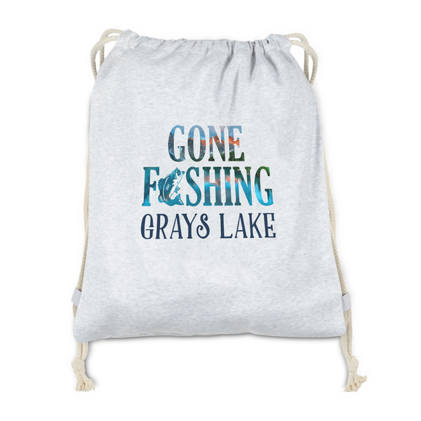 Custom Gone Fishing Drawstring Backpack - Sweatshirt Fleece (Personalized)