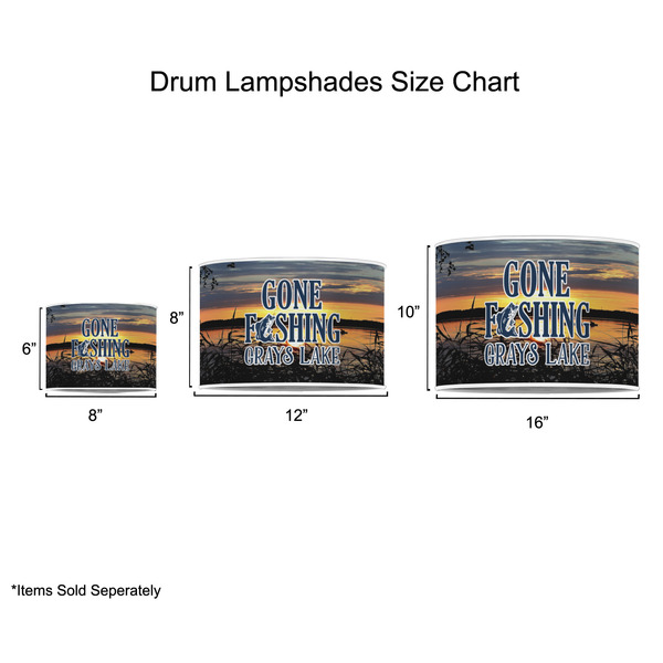 Gone Fishing Drum Lampshades - Sizing Chart