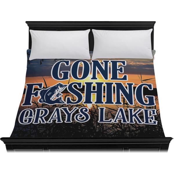 Gone Fishing Duvet Cover - King - On Bed - No Prop