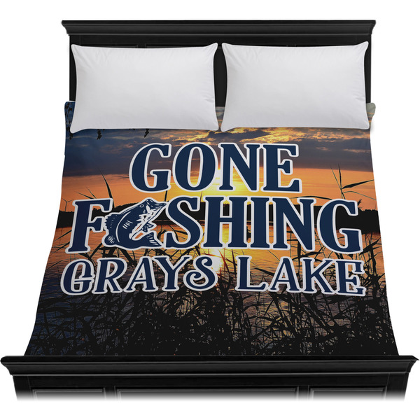Gone Fishing Duvet Cover - Queen - On Bed - No Prop