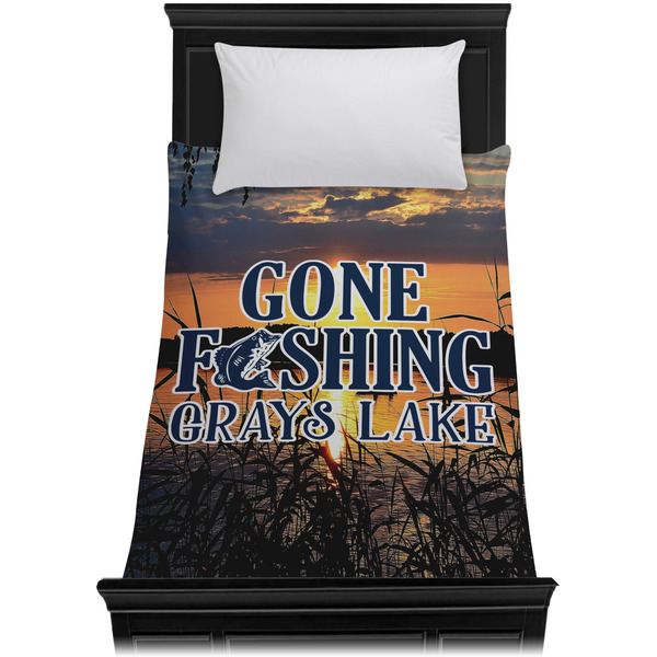 Gone Fishing Duvet Cover - Twin - On Bed - No Prop