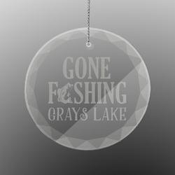 Gone Fishing Engraved Glass Ornament - Round (Personalized)