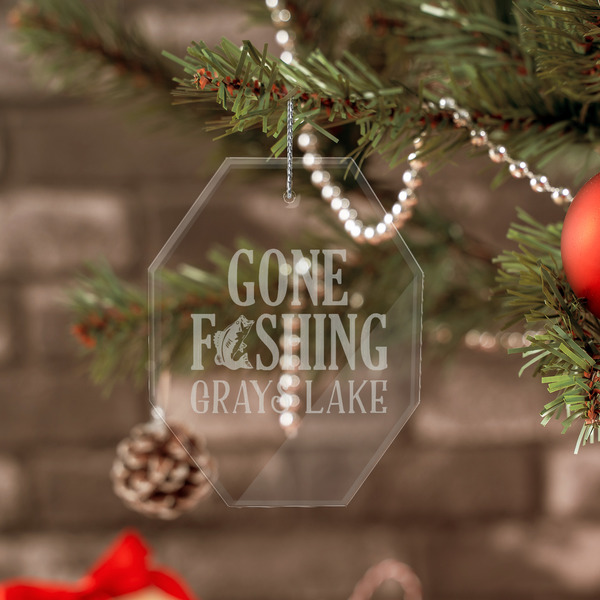 Gone Fishing Engraved Glass Ornaments - Octagon (Lifestyle)