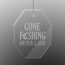 Gone Fishing Engraved Glass Ornament - Octagon (Personalized)