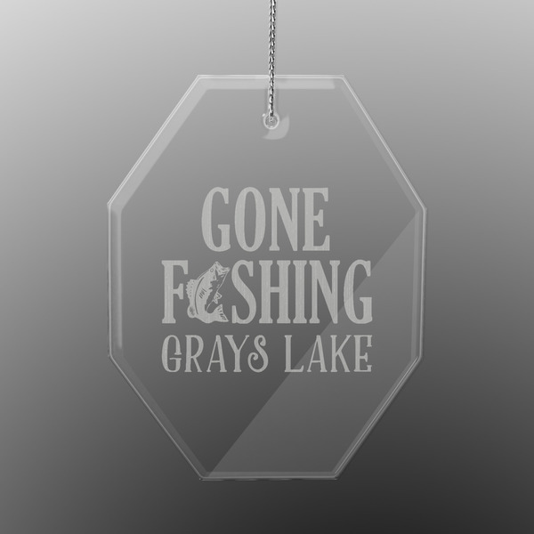 Custom Gone Fishing Engraved Glass Ornament - Octagon (Personalized)