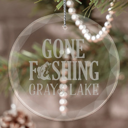 Gone Fishing Engraved Glass Ornament (Personalized)