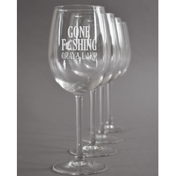 Gone Fishing Wine Glasses (Set of 4) (Personalized)