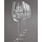 Gone Fishing Engraved Wine Glasses Set of 4 - Front View