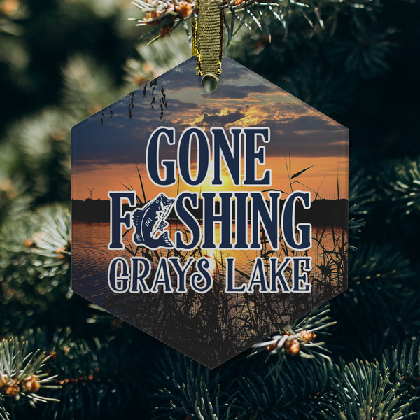 Gone Fishing Frosted Glass Ornament - Hexagon (Lifestyle)