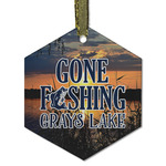 Gone Fishing Flat Glass Ornament - Hexagon w/ Photo