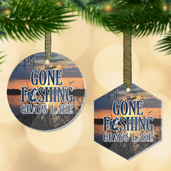 Gone Fishing Flat Glass Ornament w/ Photo