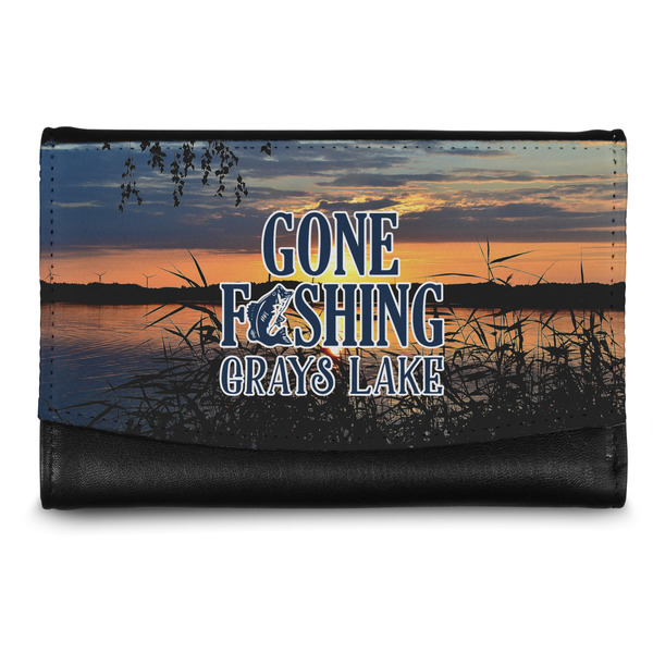 Custom Gone Fishing Genuine Leather Women's Wallet - Small (Personalized)
