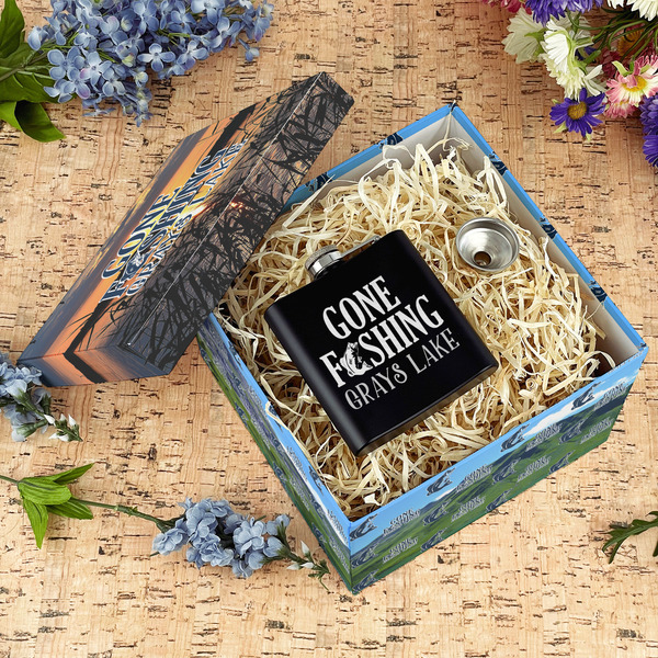 Gone Fishing Gift Boxes with Lid - Canvas Wrapped - Large - In Context