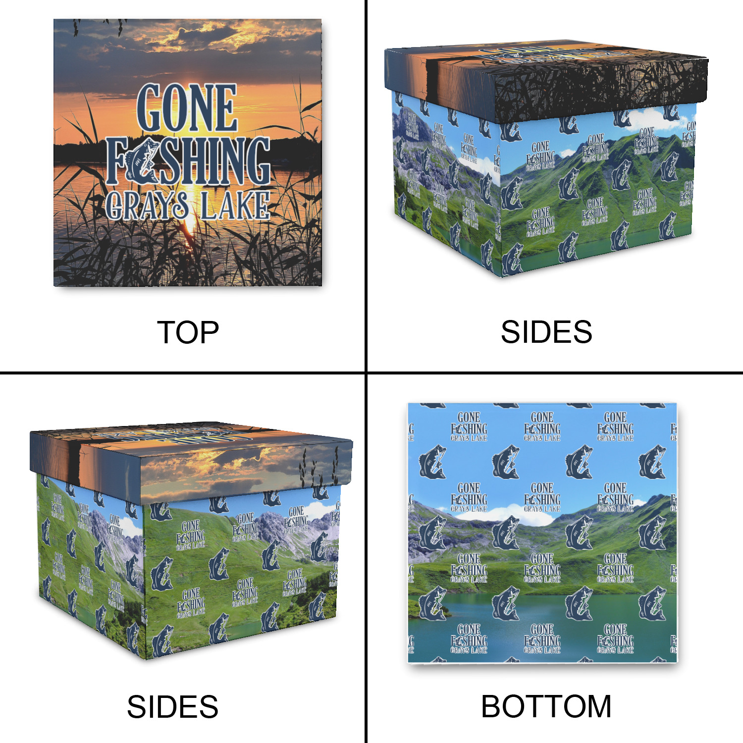 Gone Fishing Design Custom Gift Box with Lid - Canvas Wrapped
