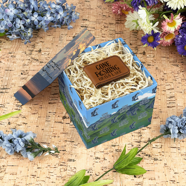 Gone Fishing Gift Boxes with Lid - Canvas Wrapped - Small - In Context