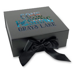 Gone Fishing Gift Box with Magnetic Lid - Black (Personalized)