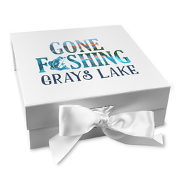 Gone Fishing Gift Box with Magnetic Lid - White (Personalized)