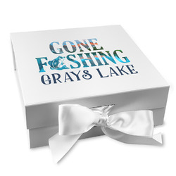 Gone Fishing Gift Box with Magnetic Lid - White (Personalized)
