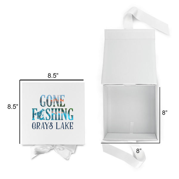 Gone Fishing Gift Boxes with Magnetic Lid - White - Open & Closed