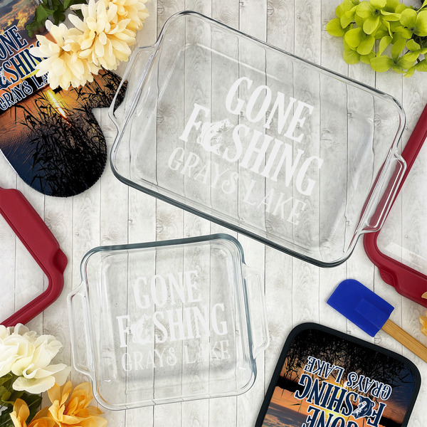 Gone Fishing Glass Baking Dish Set - LIFESTYLE