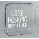 Gone Fishing Glass Cake Dish - 8in x 8in (Personalized)
