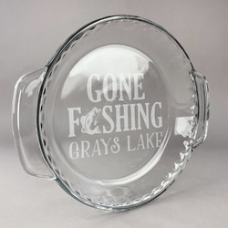 Gone Fishing Glass Pie Dish - 9.5in Round (Personalized)