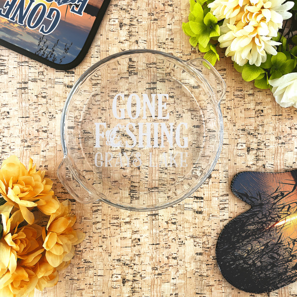 Gone Fishing Glass Pie Dish - LIFESTYLE