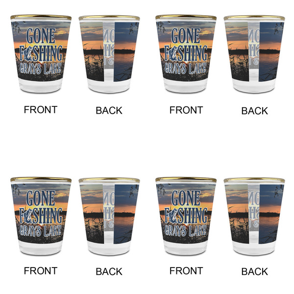 Gone Fishing Glass Shot Glass - with gold rim - Set of 4 - APPROVAL