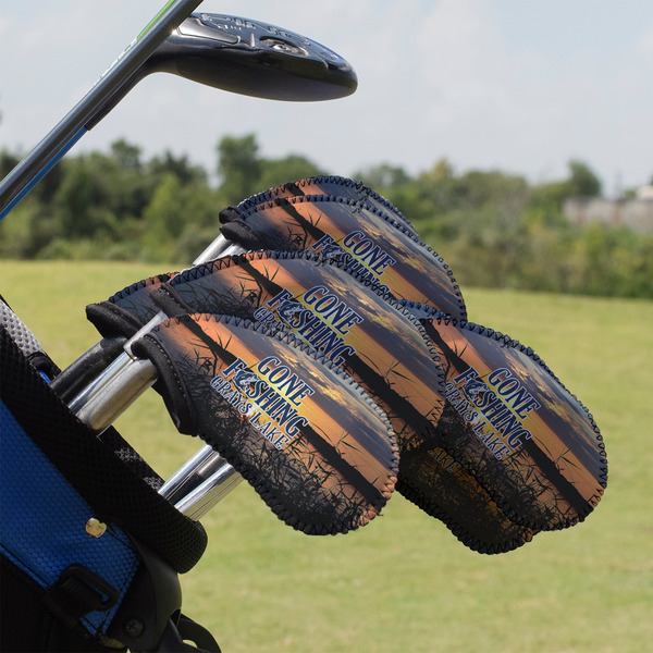 Custom Gone Fishing Golf Club Iron Cover - Set of 9 (Personalized)