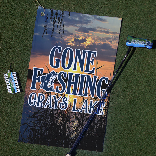 Custom Gone Fishing Golf Towel Gift Set (Personalized)