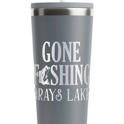 Gone Fishing RTIC Everyday Tumbler with Straw - 28oz - Grey - Single-Sided (Personalized)