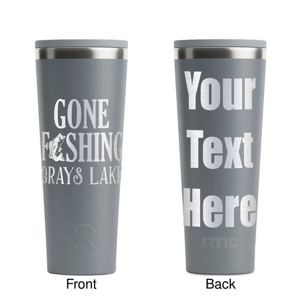 Gone Fishing Grey RTIC Everyday Tumbler - 28 oz. - Front and Back